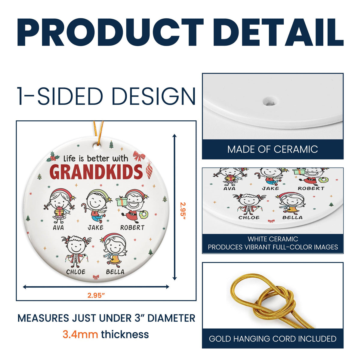 Life Is Better With Grandkids Doodle Christmas - Personalized Ornament