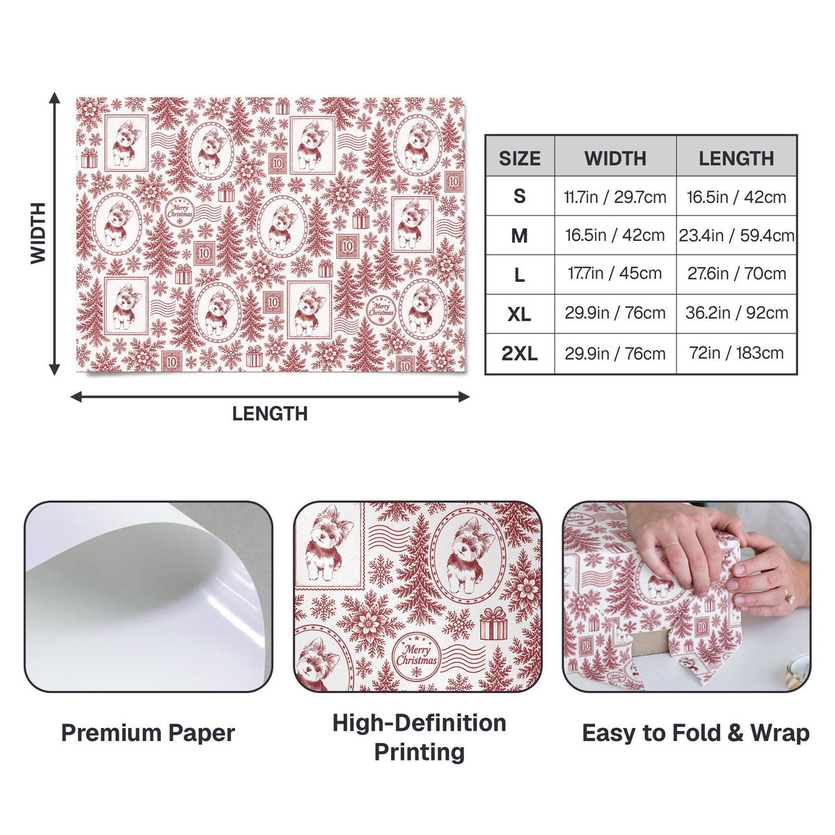 Custom Photo Pet Portrait Christmas Postage Stamp Pattern - Personalized Wrapping Paper