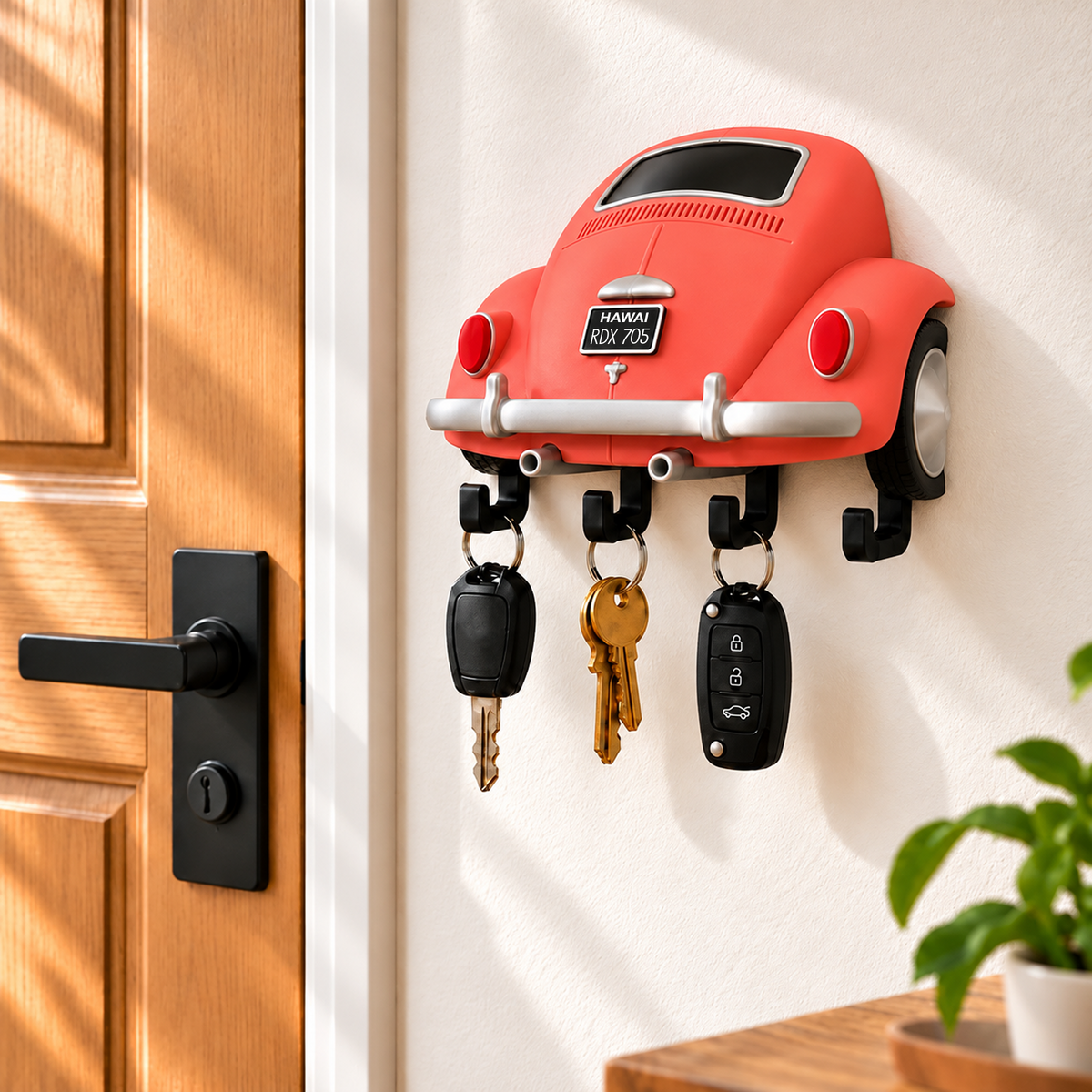 Personalized Vintage Car Key Holder β 3D Printed Wall Key Rack, Custom Name Classic Car Lover Gift