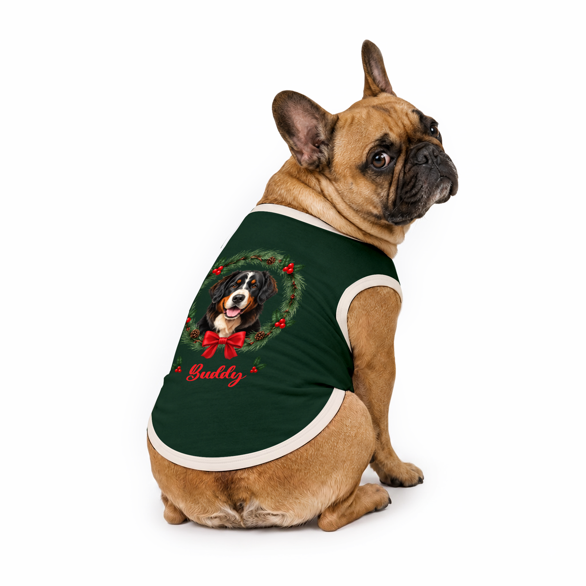 Personalized Cute Christmas Wreath Dog Matching Family Christmas Pajamas With Custom Pet Face