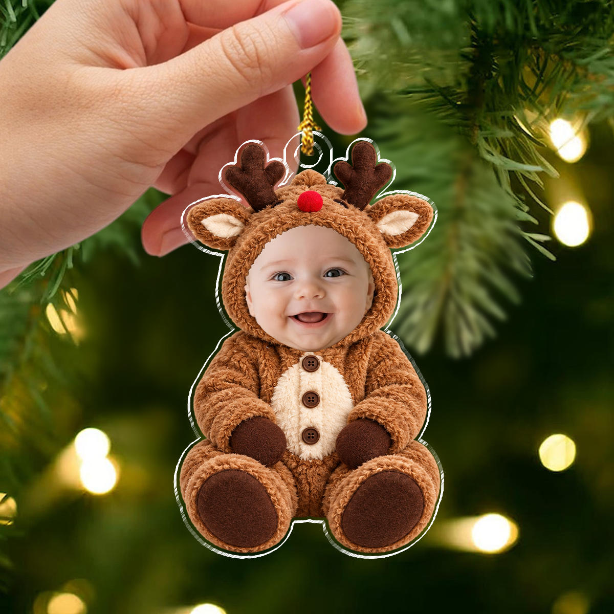 Custom Baby Face Acrylic Ornament Baby’s First Christmas Keepsake, Newborn Holiday Gift CH07 180754