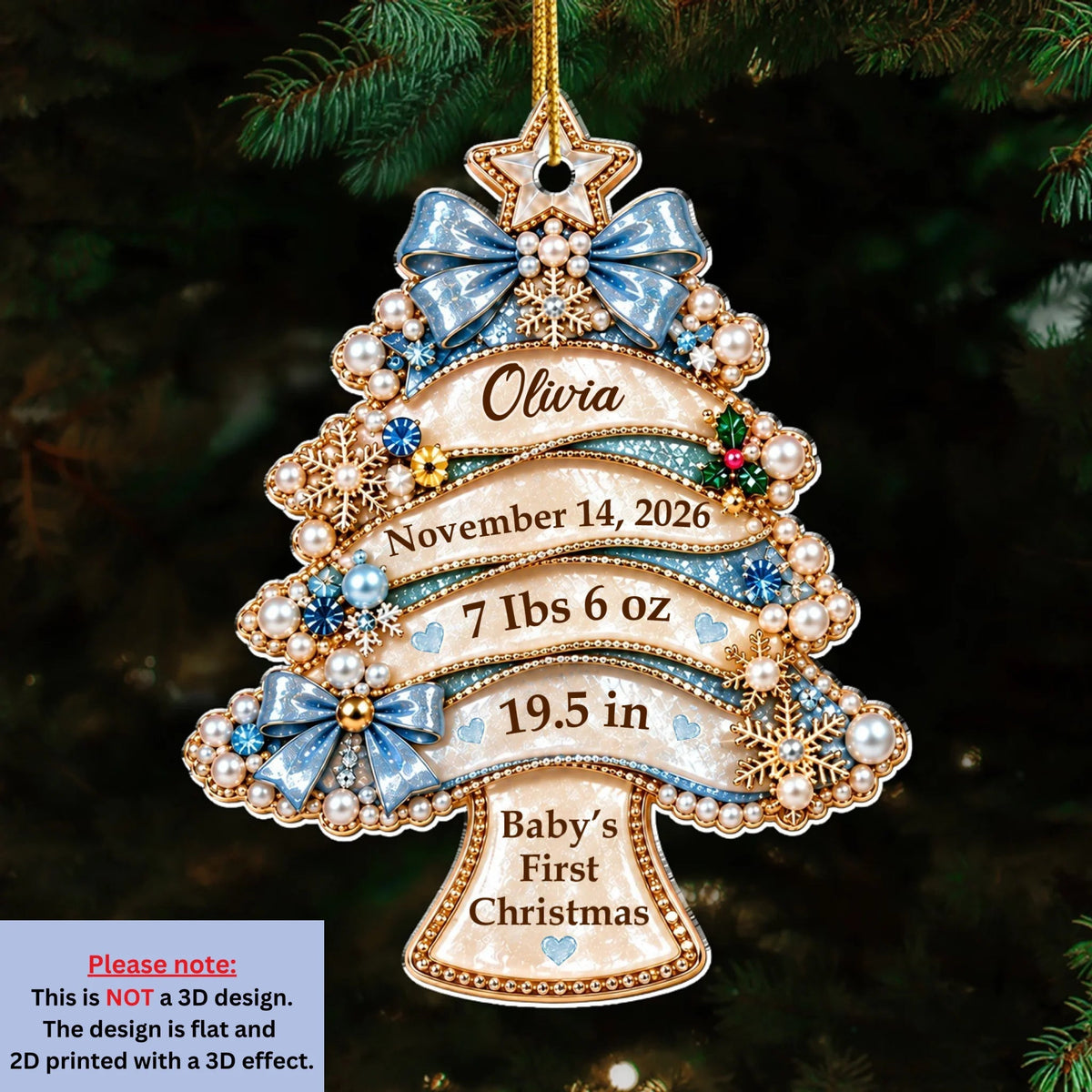 Custom Baby First Christmas Ornament for New Parents • Tiny Christmas Miracle - Personalized Acrylic Ornament