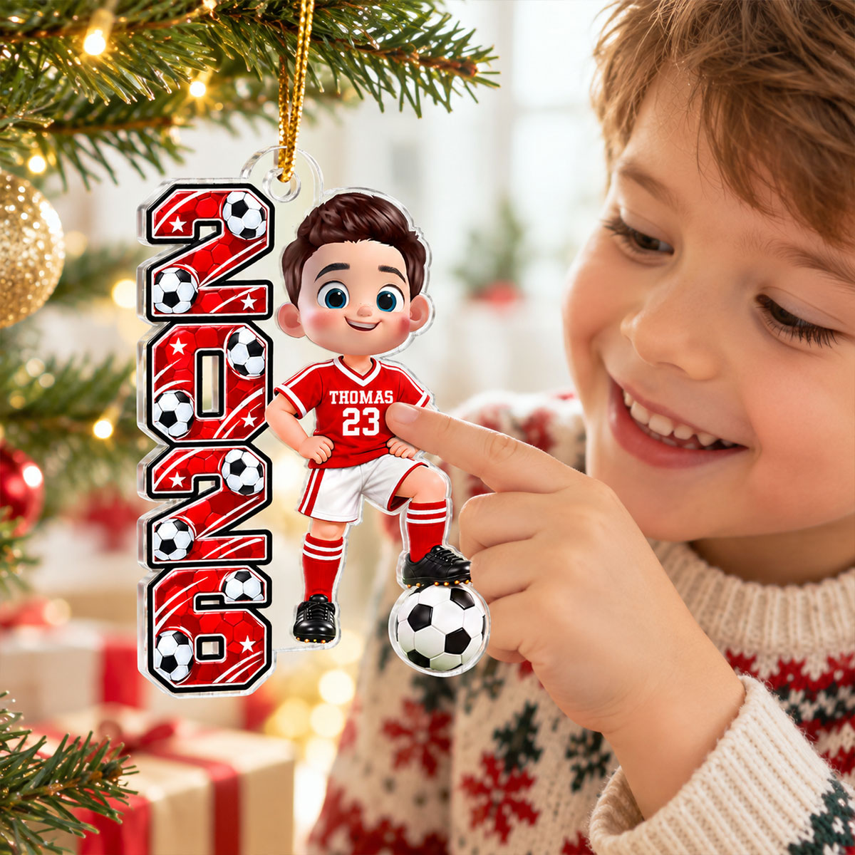 2026 Soccer Star Boy Girl - Personalized Acrylic Ornament - Christmas Gift For Soccer Players, Grandkids