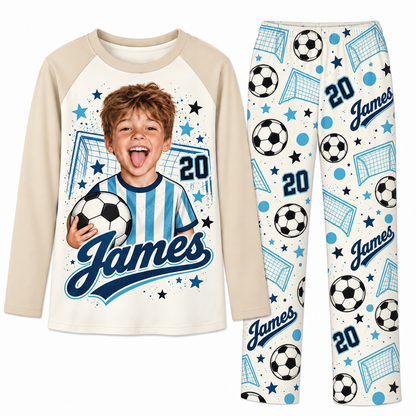 Personalized Face Soccer Lover Pajama Sets With Name And Number