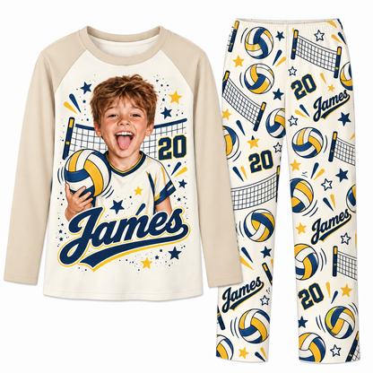 Custom Face Personalized Volleyball Player Matching Family Pajamas