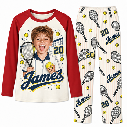 Personalized Face Tennis Lover Pajama Sets With Name And Number