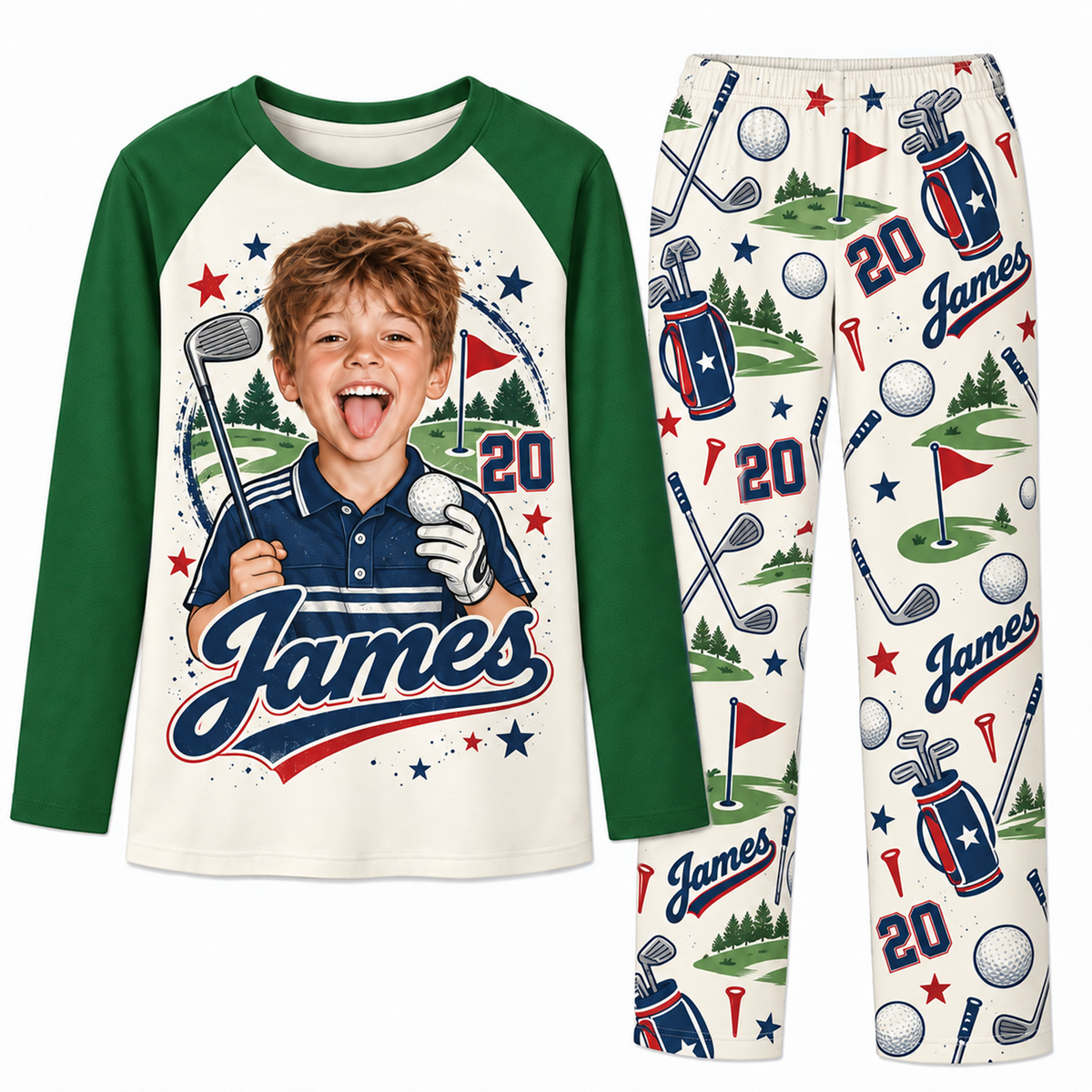 Custom Face Golf Lover Christmas Matching Family Christmas Pajamas