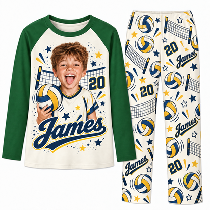 Custom Face Personalized Volleyball Player Matching Family Pajamas