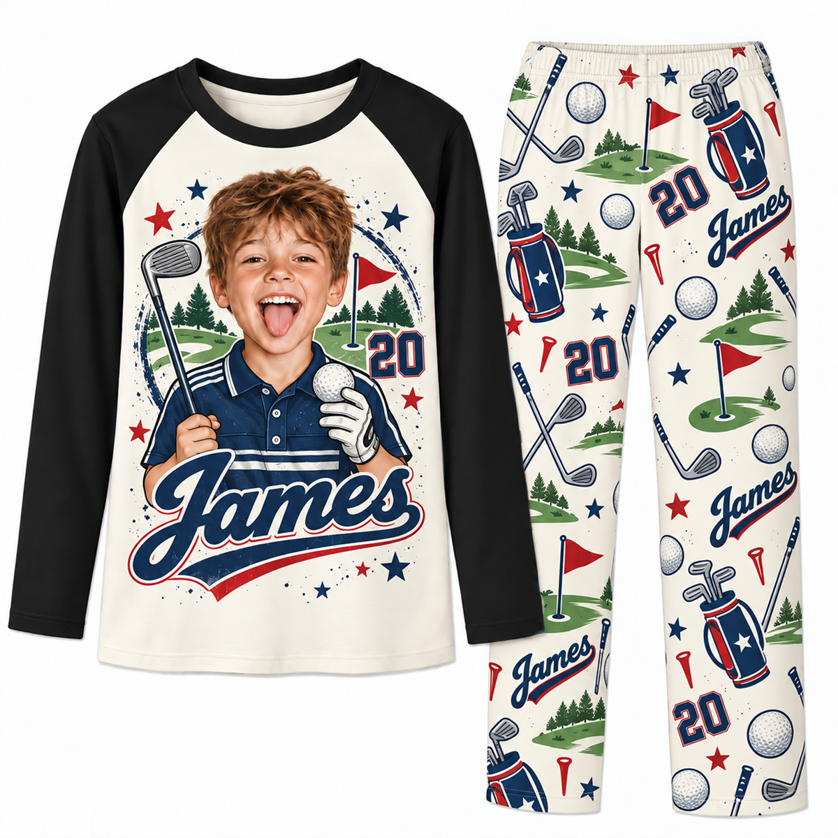 Custom Face Golf Lover Christmas Matching Family Christmas Pajamas