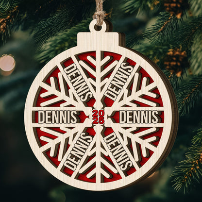 Custom Family Name Snowflake, 2026 Christmas Family Ornament With Name - Personalized Wooden Ornament