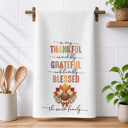 Custom Name Thanksgiving Hostess Gift, Friendsgiving Gift Ideas, Kitchen Decor - Personalized Kitchen Towel