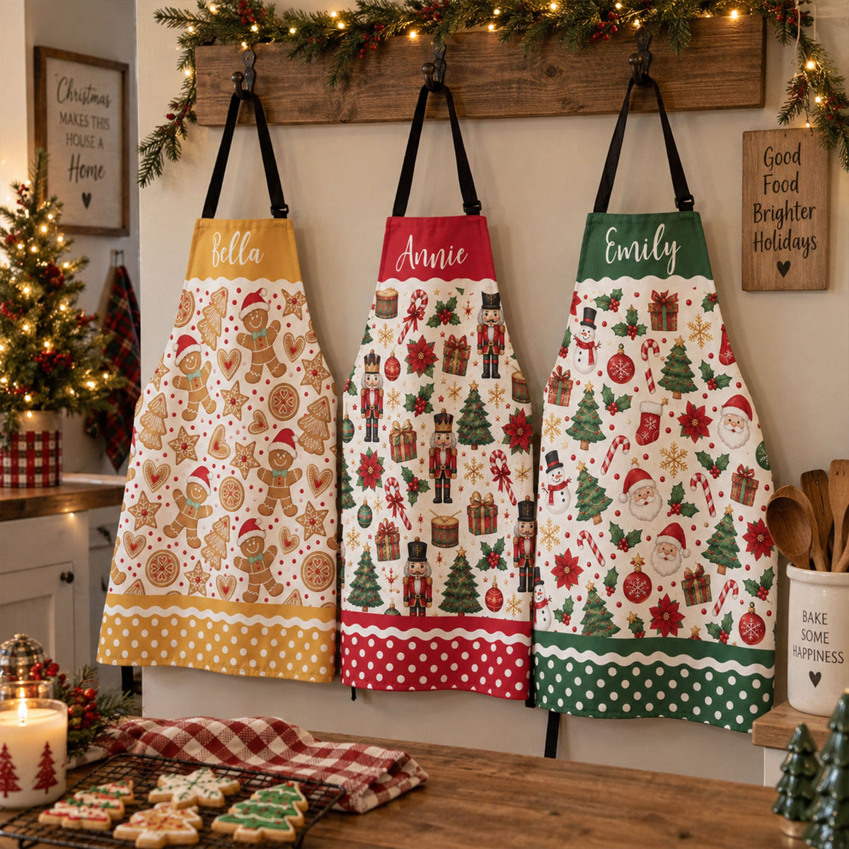 Cute Christmas Holiday, Nutcracker, Gingerbread Custom Name Gift For Mom, Grandma, Her - Personalized Apron