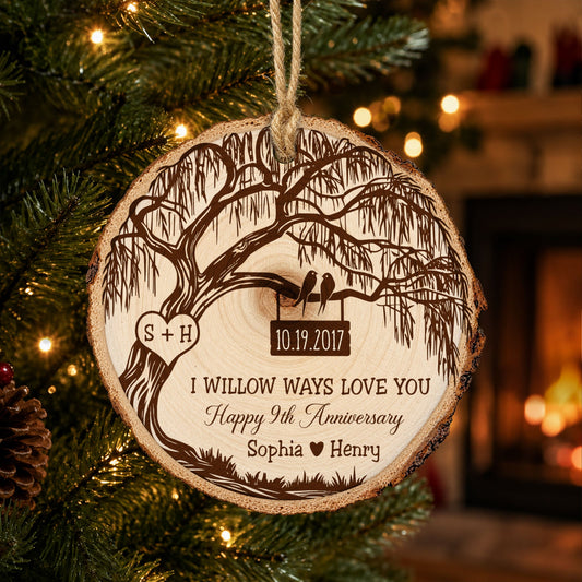 Willow Anniversary Wedding - Custom Anniversary Wood Slice - Personalized Ornament