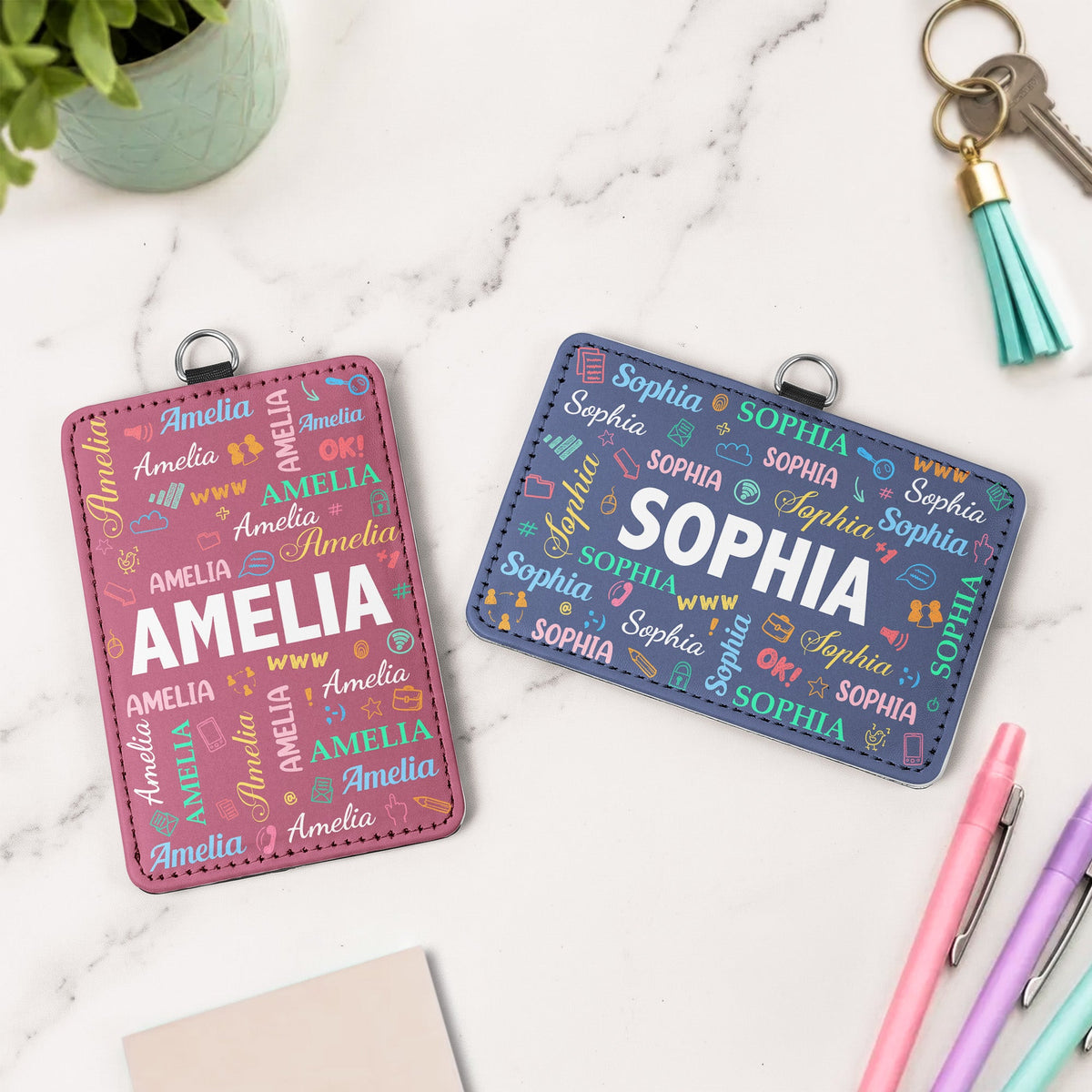 Word Art Names For Self Gift - Personalized Badge Holder