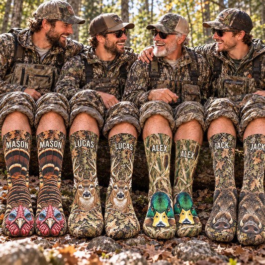 Hunting Funny 3D Gift For Grandpa Dad Husband - Personalized Socks