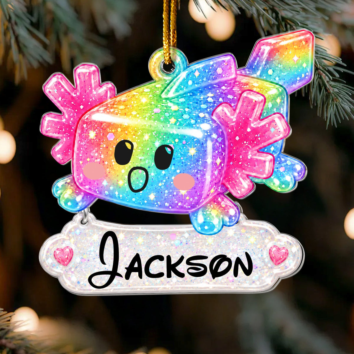2D Printed Custom Axolotl & Name For Kids 2026 Trendy - Personalized Ornament