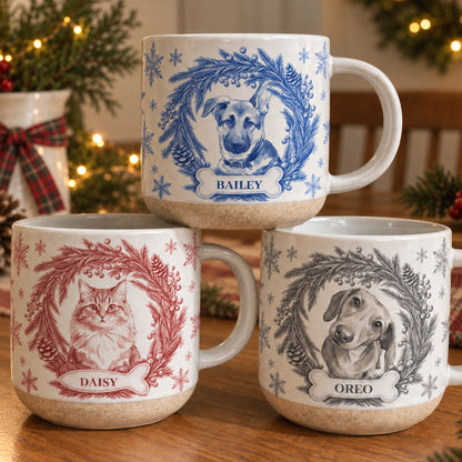 Custom Photo Pet Portrait Christmas Watercolor Cozy Cup - Personalized Mug