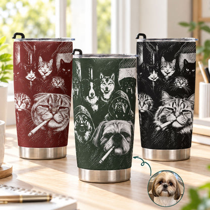 Custom Photo Funny Gangster Pet, Edgy Pet Meme Drinkware - Personalized Tumbler