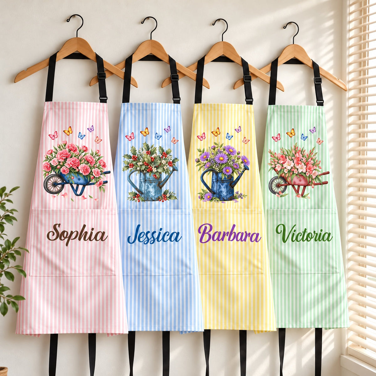 Custom Name Birthflower Gift For Gardener Gardening Lovers Personalized Apron Maxdfvq33