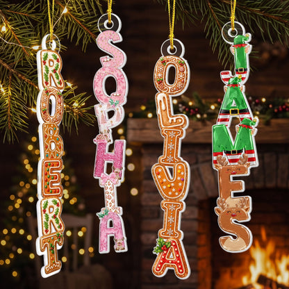 Custom Acrylic Family Name Christmas Cookie Letters - Personalized Ornament