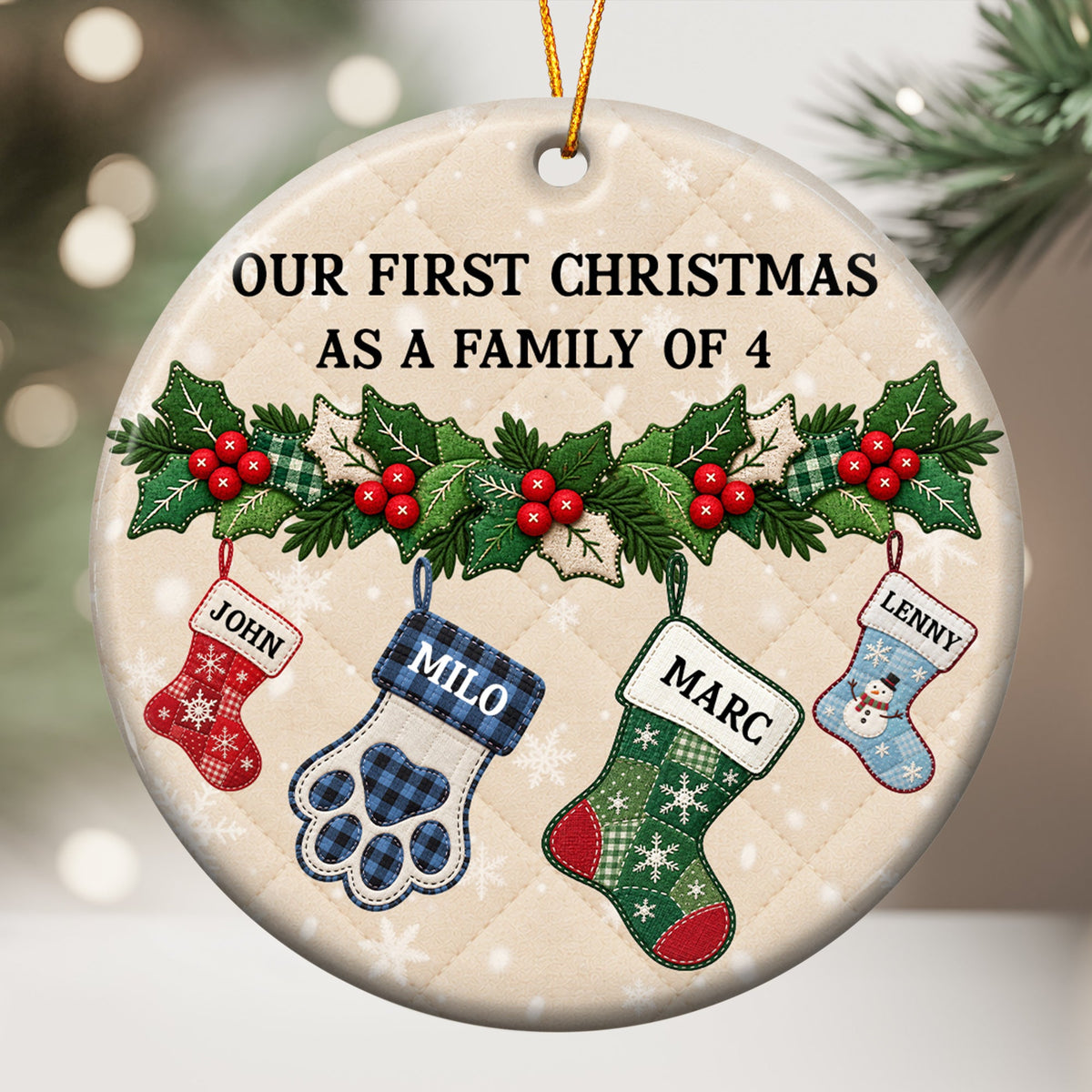 Our First Christmas As A Family Stocking - Personalized Ornament