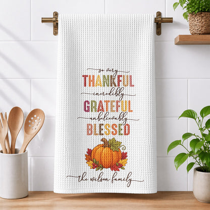 Custom Name Thanksgiving Hostess Gift, Friendsgiving Gift Ideas, Kitchen Decor - Personalized Kitchen Towel