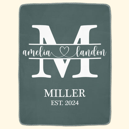Monogram Names Couple - Personalized Blanket