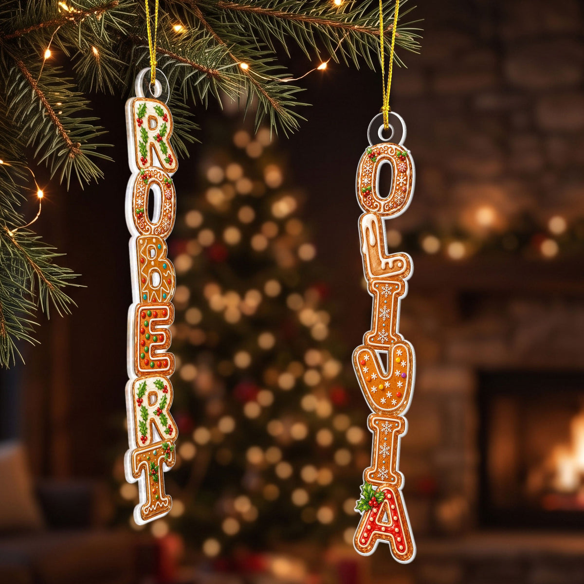 Custom Acrylic Family Name Christmas Cookie Letters - Personalized Ornament