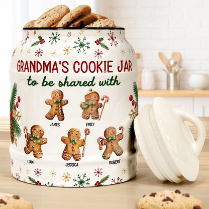 Grandma's Cookie Jar To Be Shared With Christmas Gift For Her, Grandma, Nana - Personalized Cookie Jar