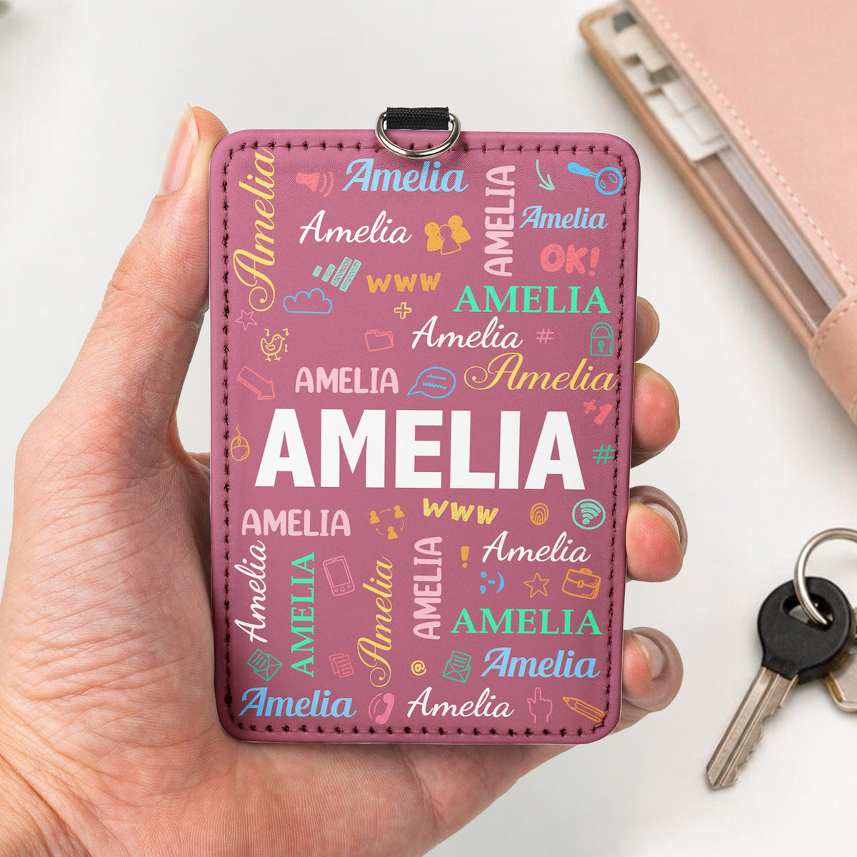 Word Art Names For Self Gift - Personalized Badge Holder