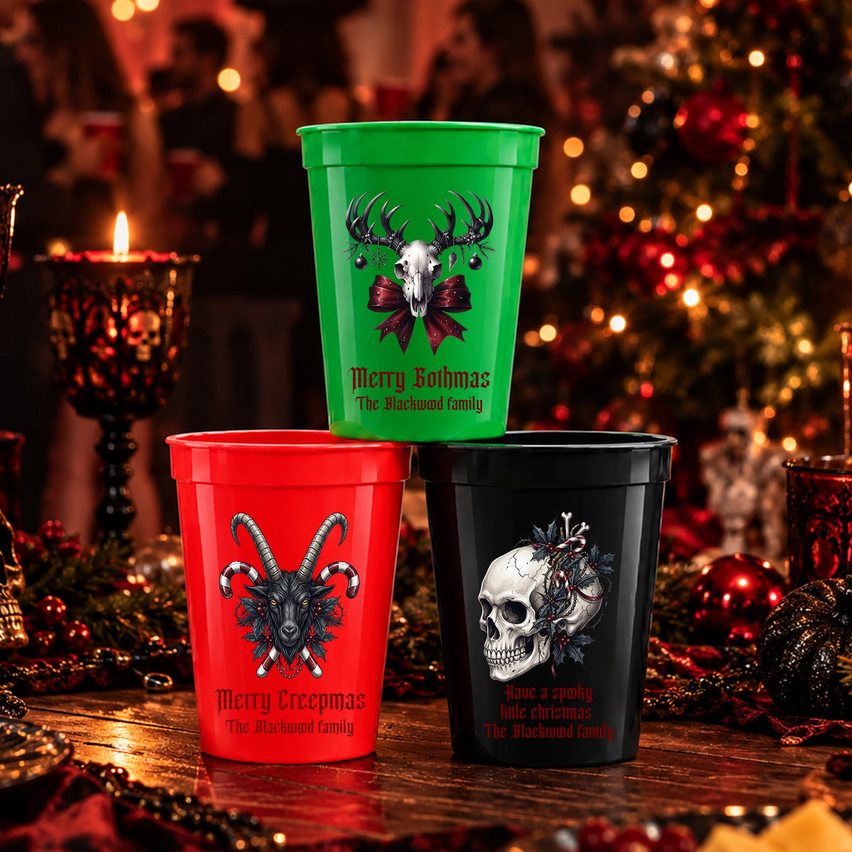 Gothic Christmas Style Gift For Family - Personalized Cups