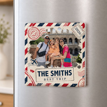 Best Trip Custom Photo Traveling Memories Ceramic - Personalized Magnet