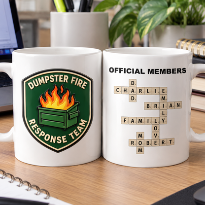 Dumpster Fire Response Team - Custom Crossword Names - Personalized Mug