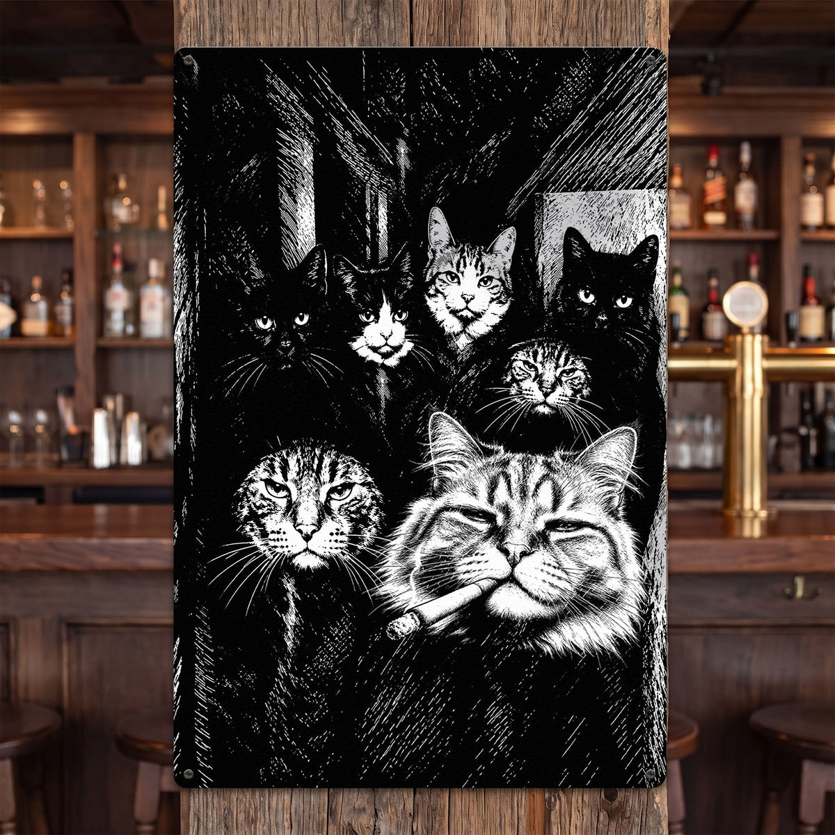 Custom Photo Funny Gangster Pet, Edgy Pet Meme Decor - Personalized Metal Sign