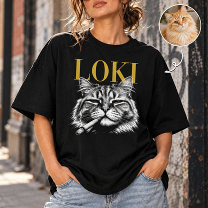Custom Photo Funny Gangster Pet Portrait, Edgy Pet Meme Tee - Personalized Shirt