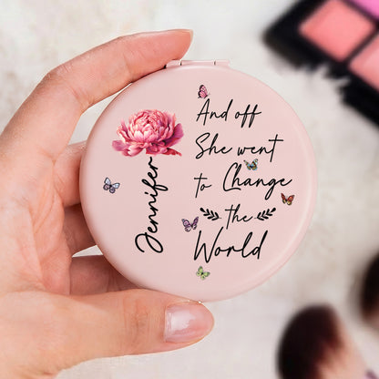 Graduation With Birth Flower Gifts For Her Women Girls - Personalized Compact Mirror