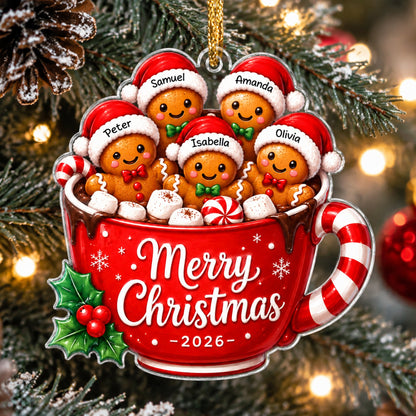 Custom Family Names, Family Xmas, Gingerbread - Personalized Ornament