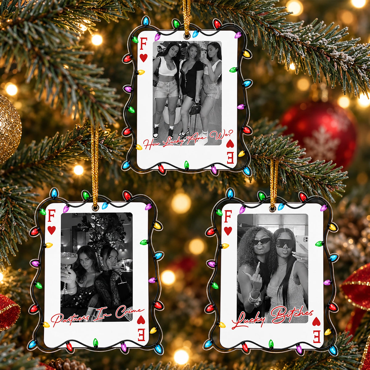How Lucky Are We? Lucky Btches - Funny Friendship Christmas Gifts - Personalized Ornament