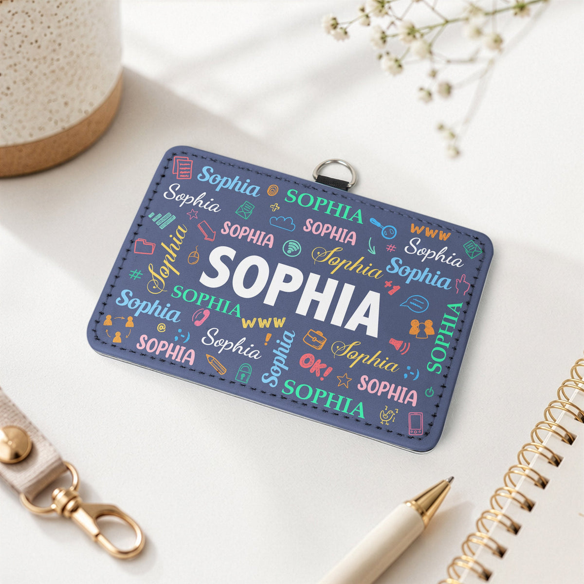 Word Art Names For Self Gift - Personalized Badge Holder