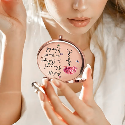 Graduation With Birth Flower Gifts For Her Women Girls - Personalized Compact Mirror