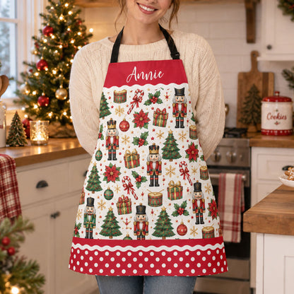 Cute Christmas Holiday, Nutcracker, Gingerbread Custom Name Gift For Mom, Grandma, Her - Personalized Apron