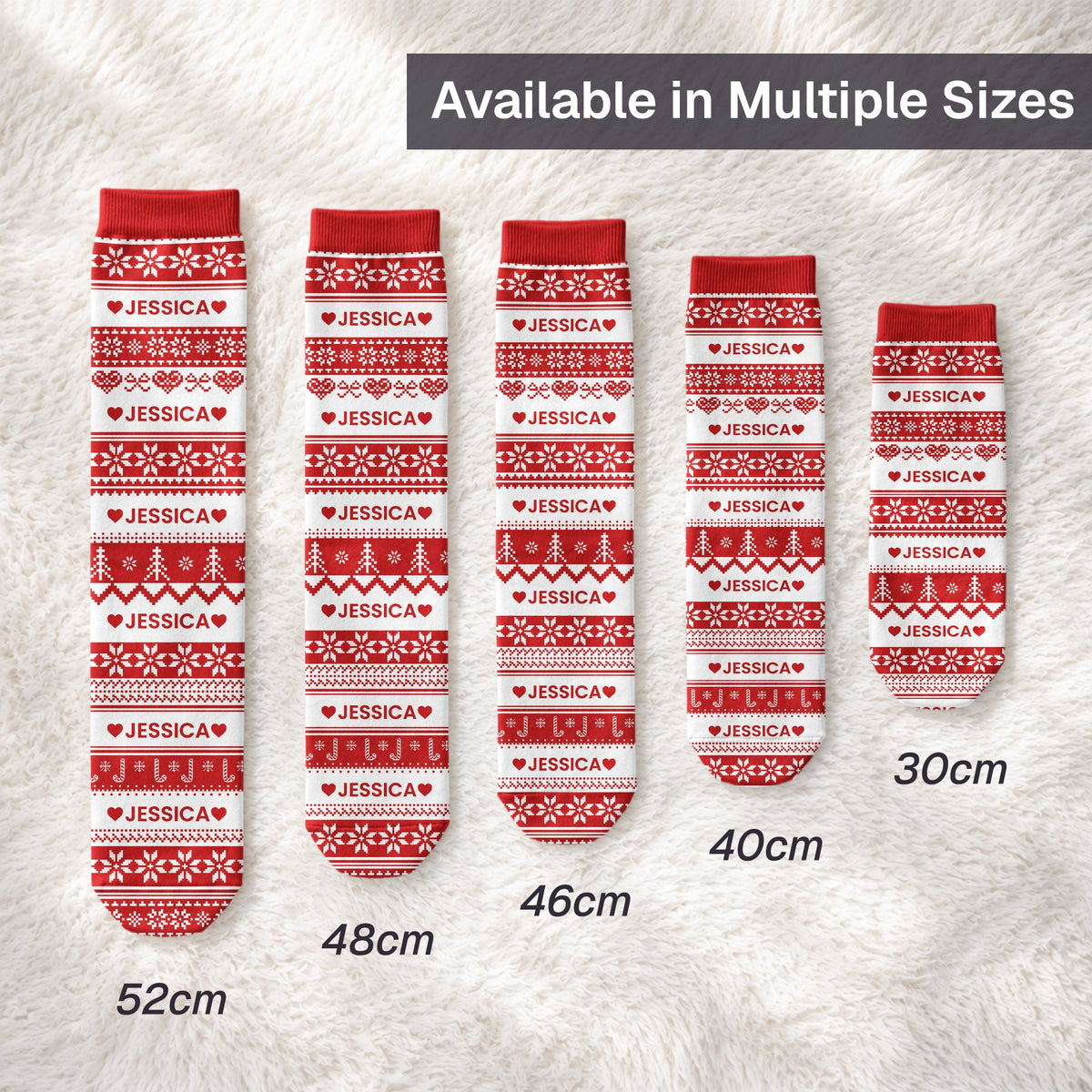Xmas Gift, Custom Name, Fair Isle Knit Pattern - Personalized Socks