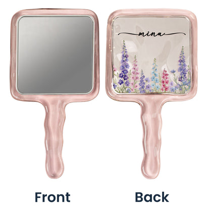 Custom Birth Flower & Name For Her, Wife, Daughter, Sister - Personalized Handheld Mirror