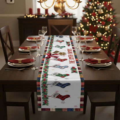 Christmas Together Patchwork Print Stocking - Personalized Table Runner
