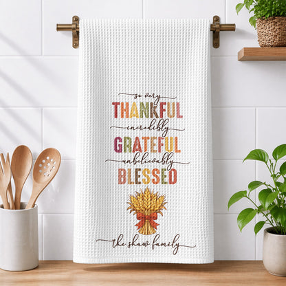 Custom Name Thanksgiving Hostess Gift, Friendsgiving Gift Ideas, Kitchen Decor - Personalized Kitchen Towel