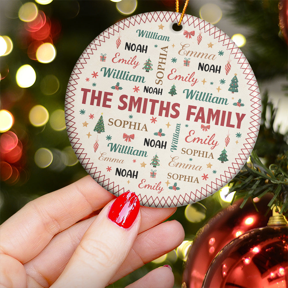 Family Name Word Christmas Theme - Personalized Ornament
