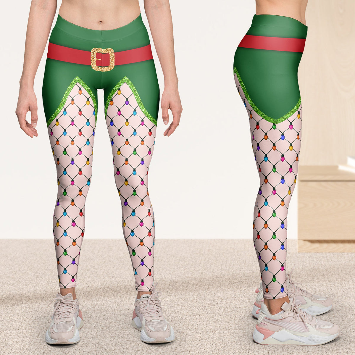 Funny Christmas Outfits, Fishnet Tights Xmas - Personalized Leggings