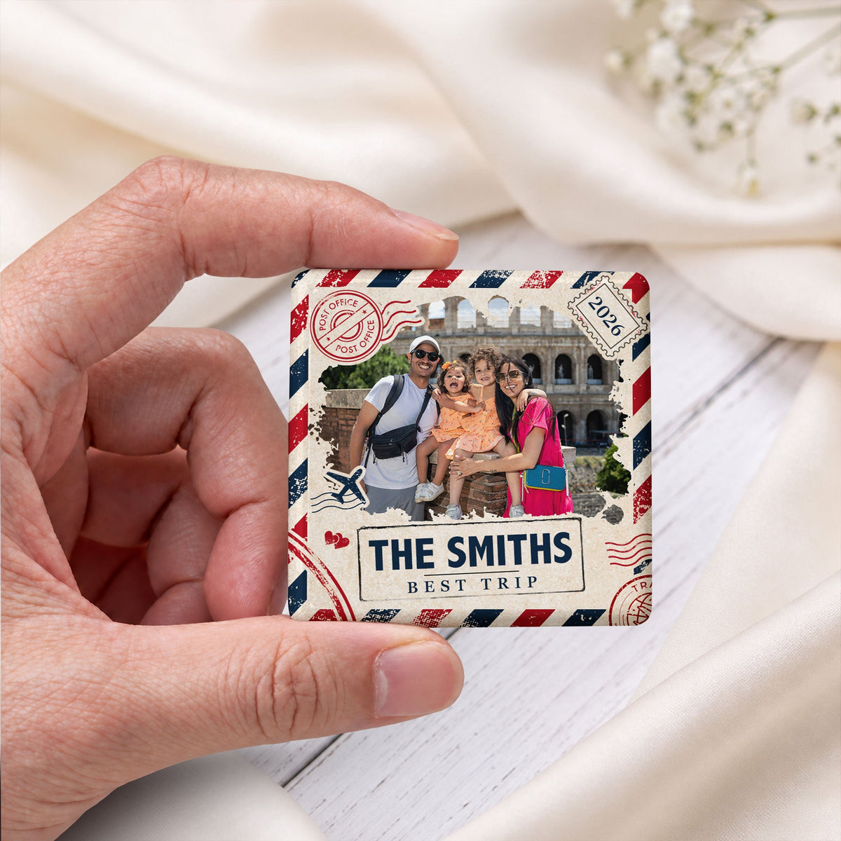 Best Trip Custom Photo Traveling Memories Ceramic - Personalized Magnet
