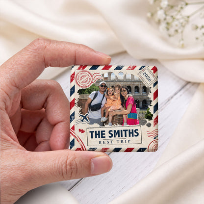Best Trip Custom Photo Traveling Memories Ceramic - Personalized Magnet