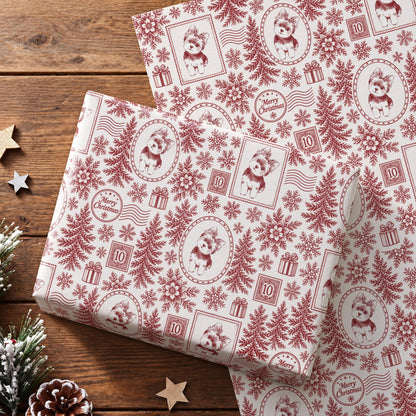 Custom Photo Pet Portrait Christmas Postage Stamp Pattern - Personalized Wrapping Paper